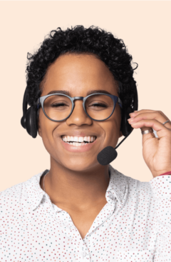 call center team member on headset