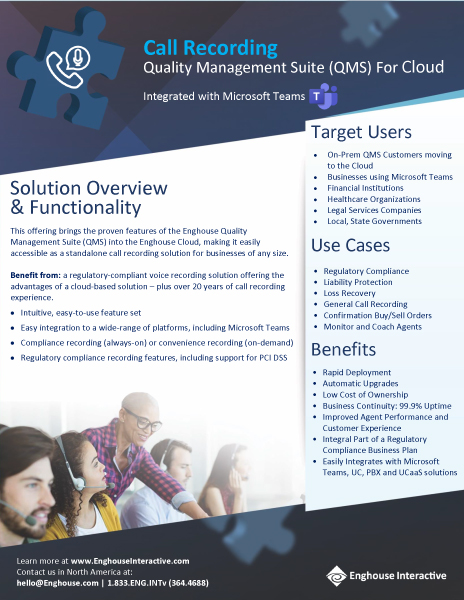 Suite di gestione della qualità della registrazione delle chiamate per il cloud