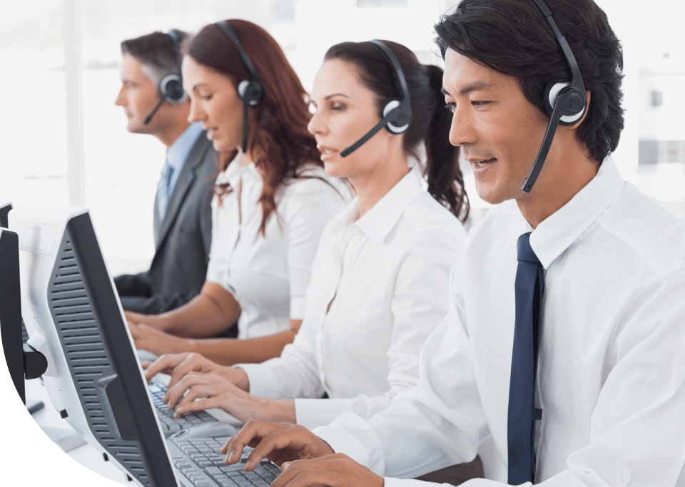 Call center employees at work