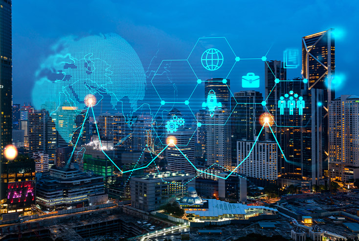 City skyline at night