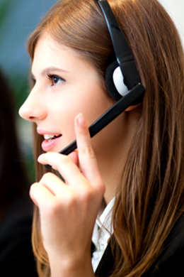 Call center employee on call