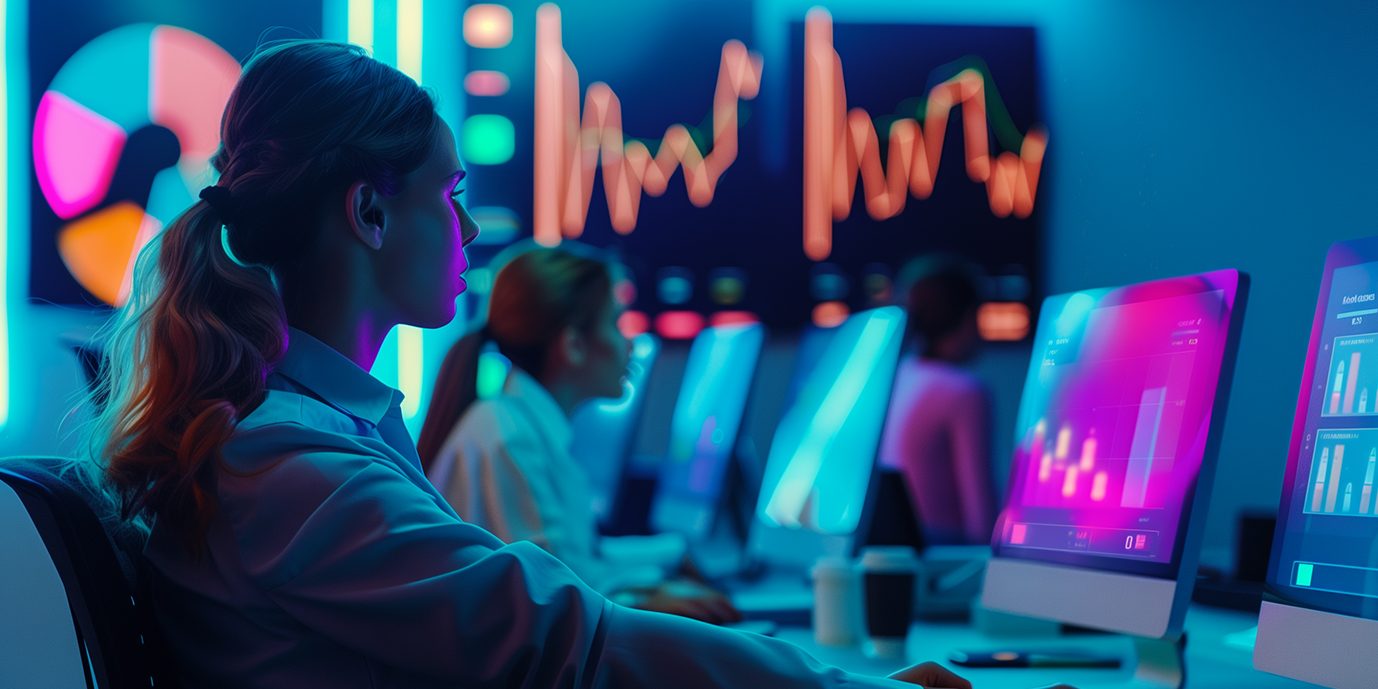 Contact center agent viewing computer monitor