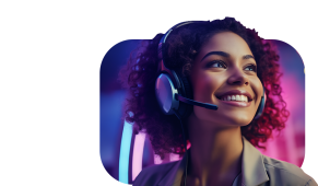 CCaaS 2025 - woman call center agent with headset mic