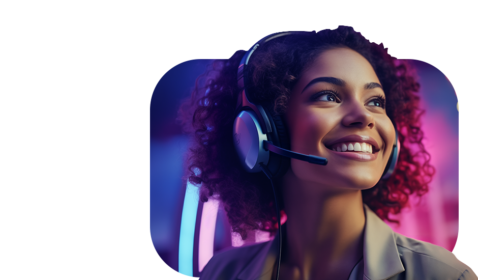 CCaaS 2025 - woman call center agent with headset mic