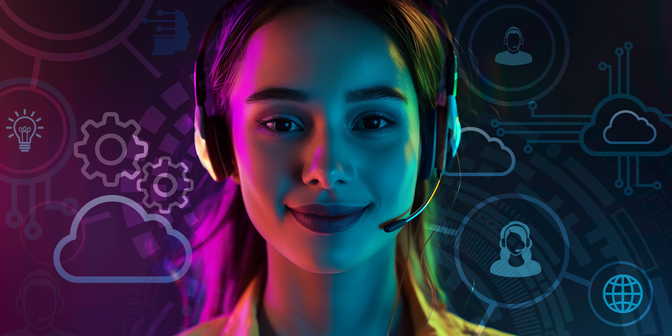 Blog CxEngage API - Woman with headset and mic in AI contact center